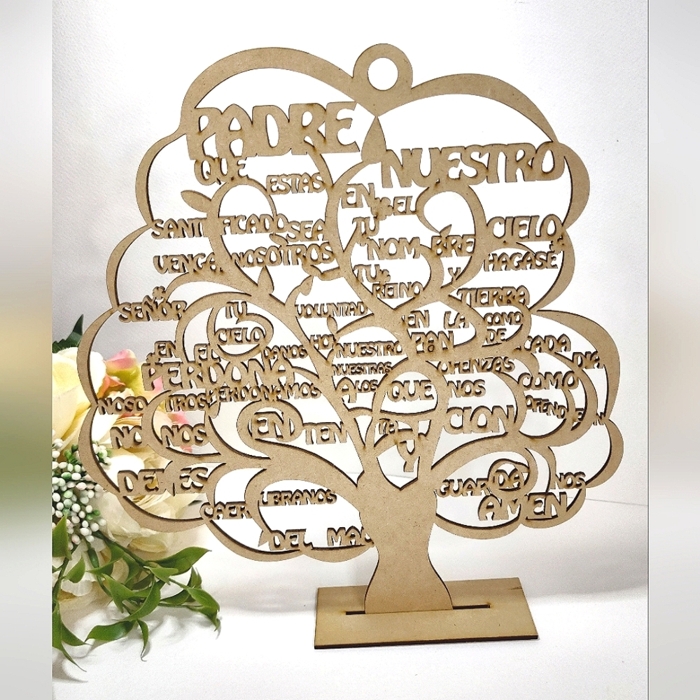 Our Lord Spanish Decorative Wooden Tree. Árbol del Padre Nuestro Christian Decor